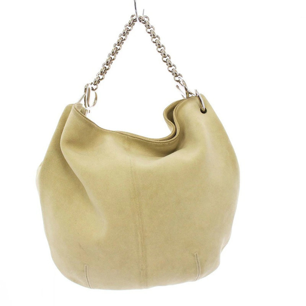 Loewe Chain Handbag One Handle Suede Beige